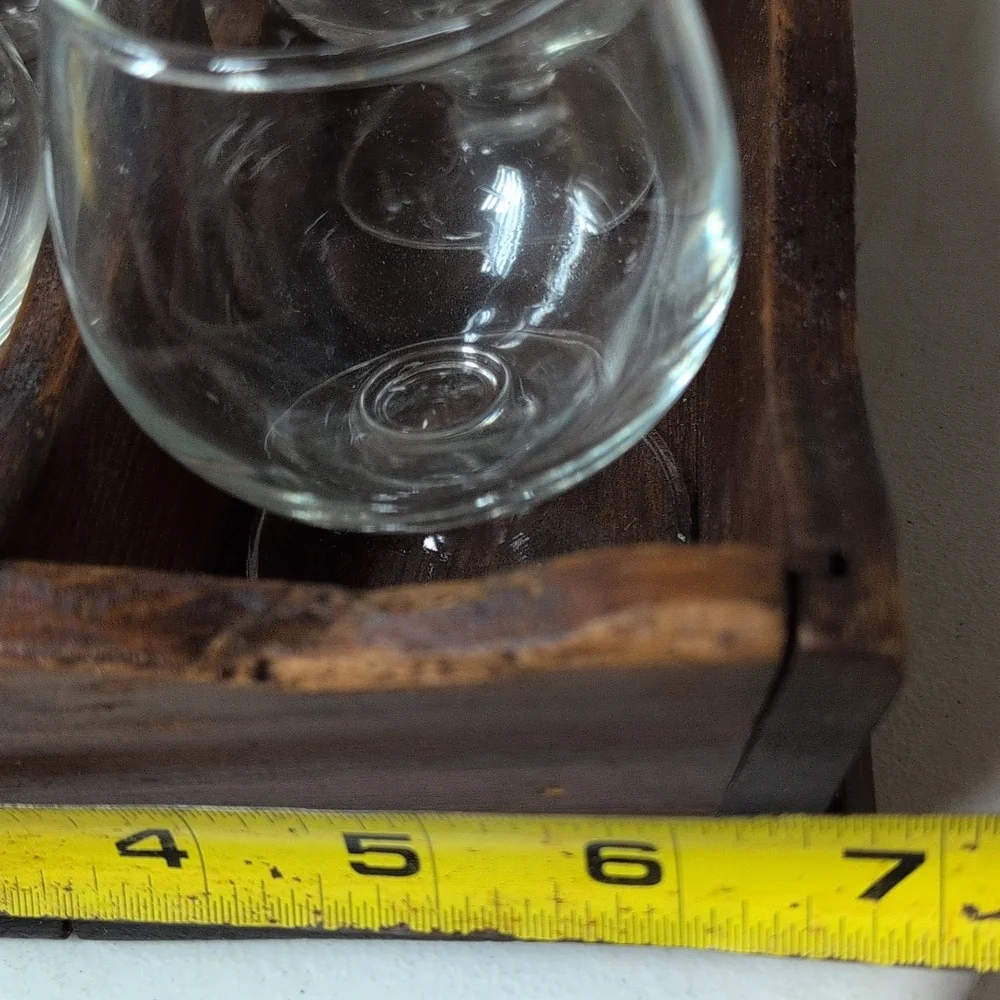 Vintage MCM Libbey Brandy Cocktail Glasses in Wooden Holder